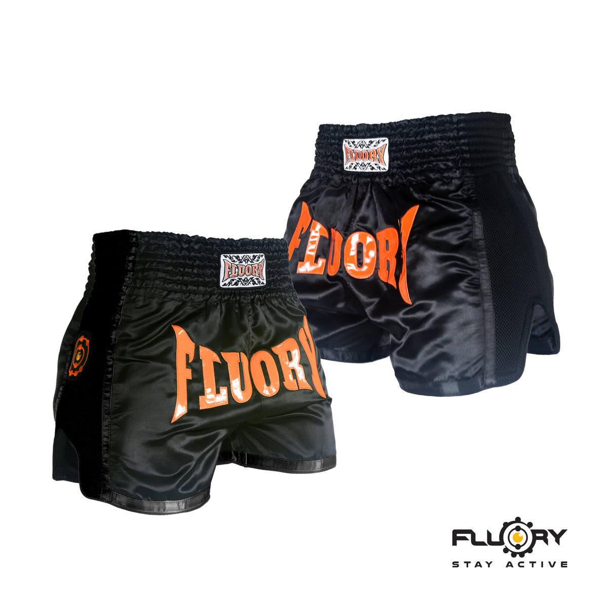 Fluory Muay Thai Short Kickboxing Short Black MTSF50