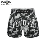 FLUORY MUAY THAI SHORTS Fight Training Shorts Fitness Sanda Boxing Shorts Grey Skull MTSF185
