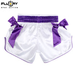 FLUORY MUAY THAI SHORTS Fight Training Shorts Fitness Sanda Boxing Shorts Ladies And Girls Pink Purple Bow MTSF188