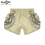 FLUORY Boxing Pants Golden Tiger MUAY THAI SHORTS - MTSF179