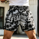 FLUORY MUAY THAI SHORTS Fight Training Shorts Fitness Sanda Boxing Shorts Grey Skull MTSF185