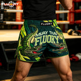 FLUORY MUAY THAI SHORTS Fight Training Shorts Fitness Sanda Boxing Shorts Crocodile MTSF169