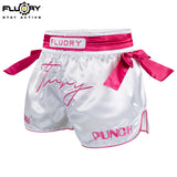 FLUORY MUAY THAI SHORTS Fight Training Shorts Fitness Sanda Boxing Shorts Ladies And Girls Pink Purple Bow MTSF188