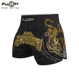 FLUORY Boxing Pants Golden Tiger MUAY THAI SHORTS - MTSF179