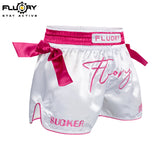 FLUORY MUAY THAI SHORTS Fight Training Shorts Fitness Sanda Boxing Shorts Ladies And Girls Pink Purple Bow MTSF188