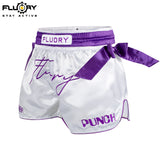 FLUORY MUAY THAI SHORTS Fight Training Shorts Fitness Sanda Boxing Shorts Ladies And Girls Pink Purple Bow MTSF188